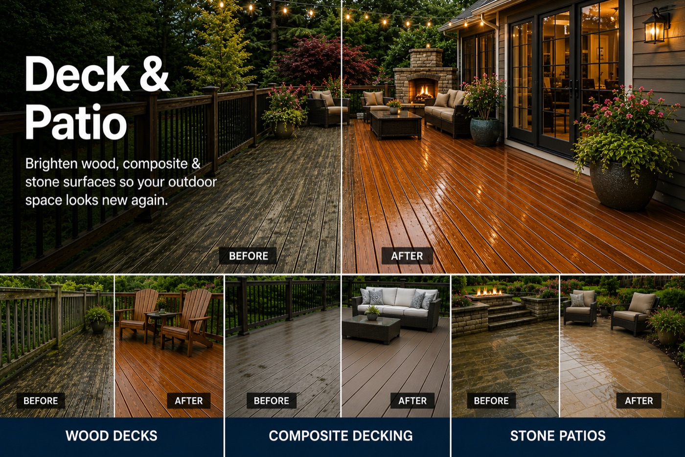 Deck and patio cleaning