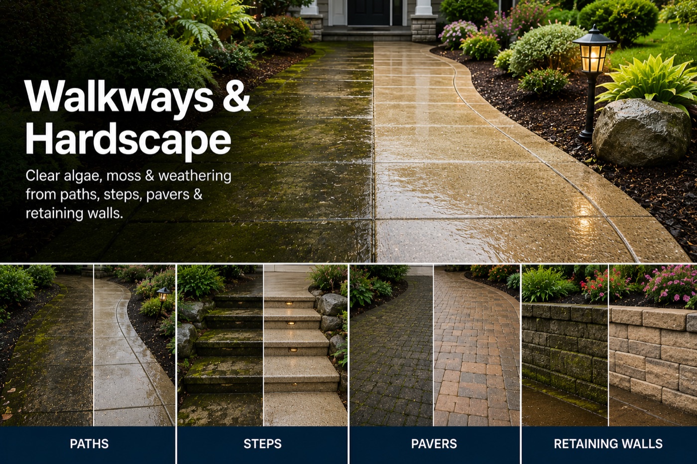 Walkways and hardscape cleaning